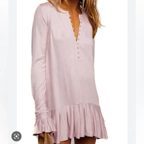 FREE PEOPLE 'Your Girl Tunic' Pink Size M - Picture 1 of 12